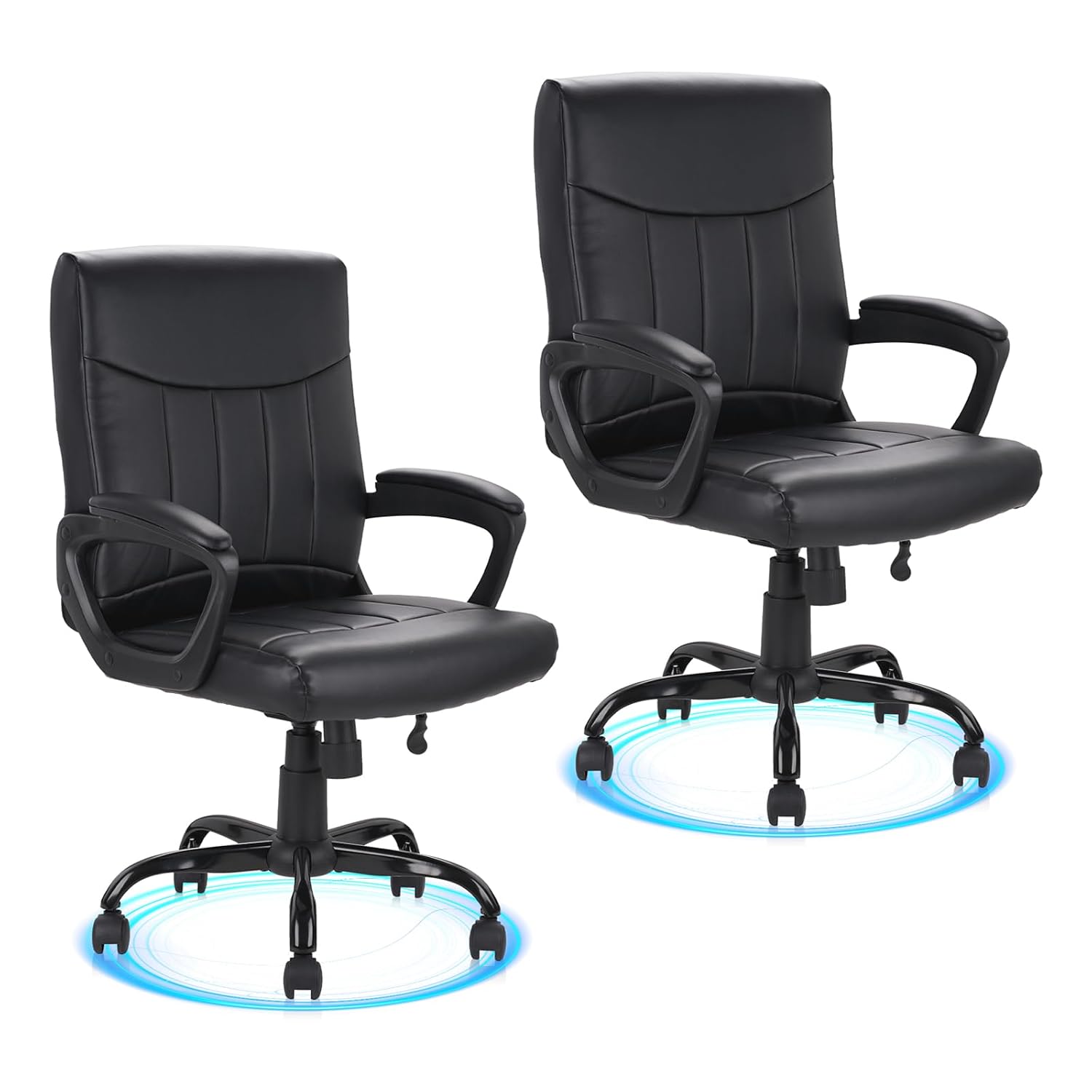 Task Chair Mid Back - Leather Office Chair Ergonomic Mid Back