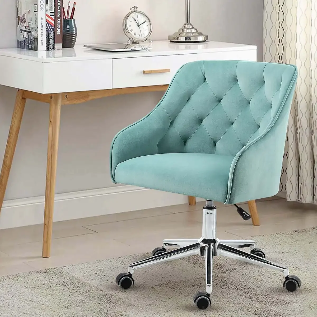 87CM Velvet Office Chair Desk  - Task Chair Mid Back recension och pris
