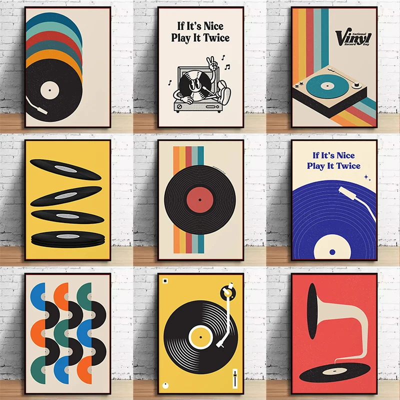 Mid Century Vinyl Record Canva - Office Furniture Modern recension och pris
