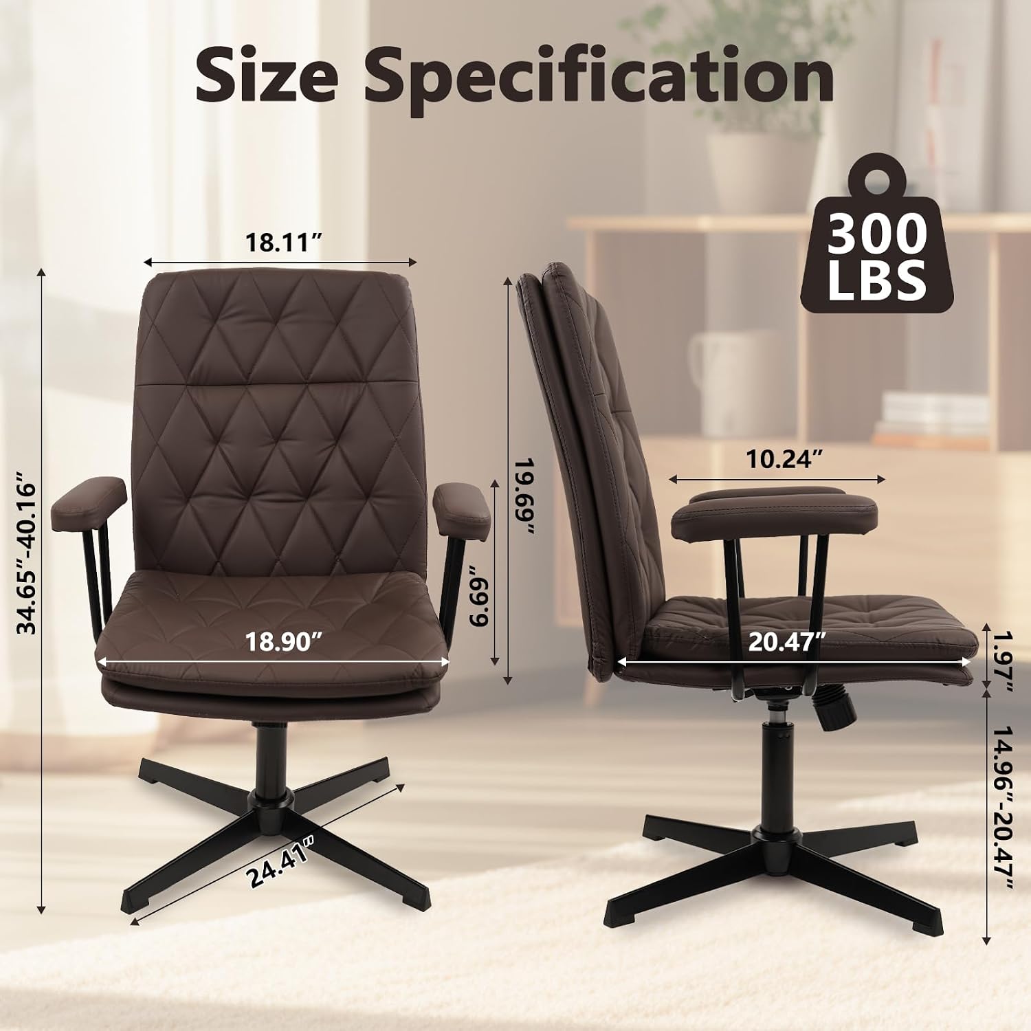 Brown Leather Office Chair No  - Task Chair Mid Back recension och pris