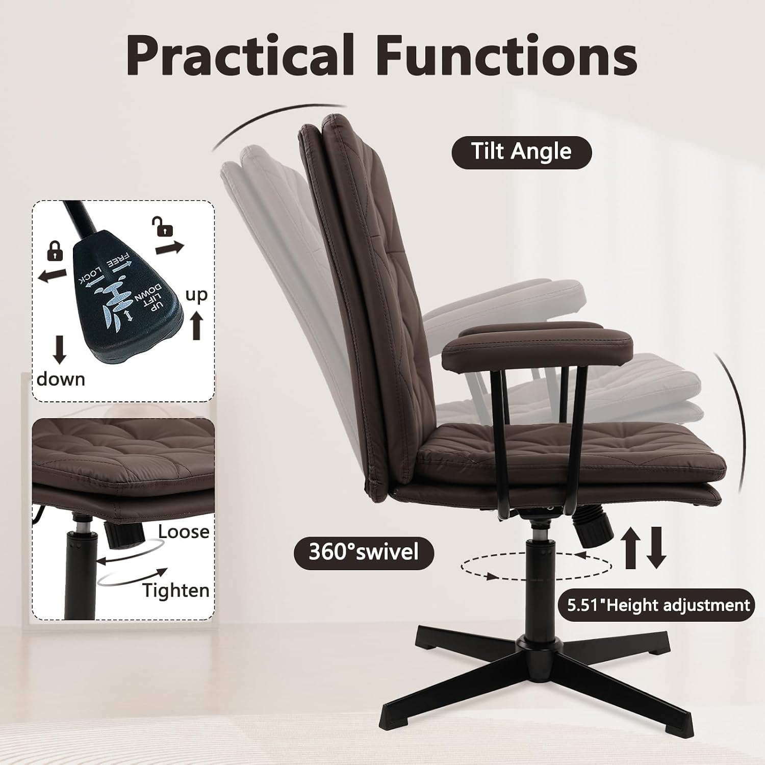 Brown Leather Office Chair No  - Task Chair Mid Back recension och pris