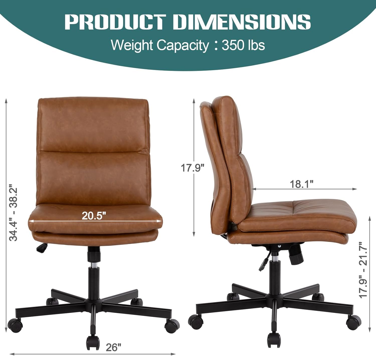 Armless Desk Chair, Mid-Back C - Task Chair Mid Back recension och pris