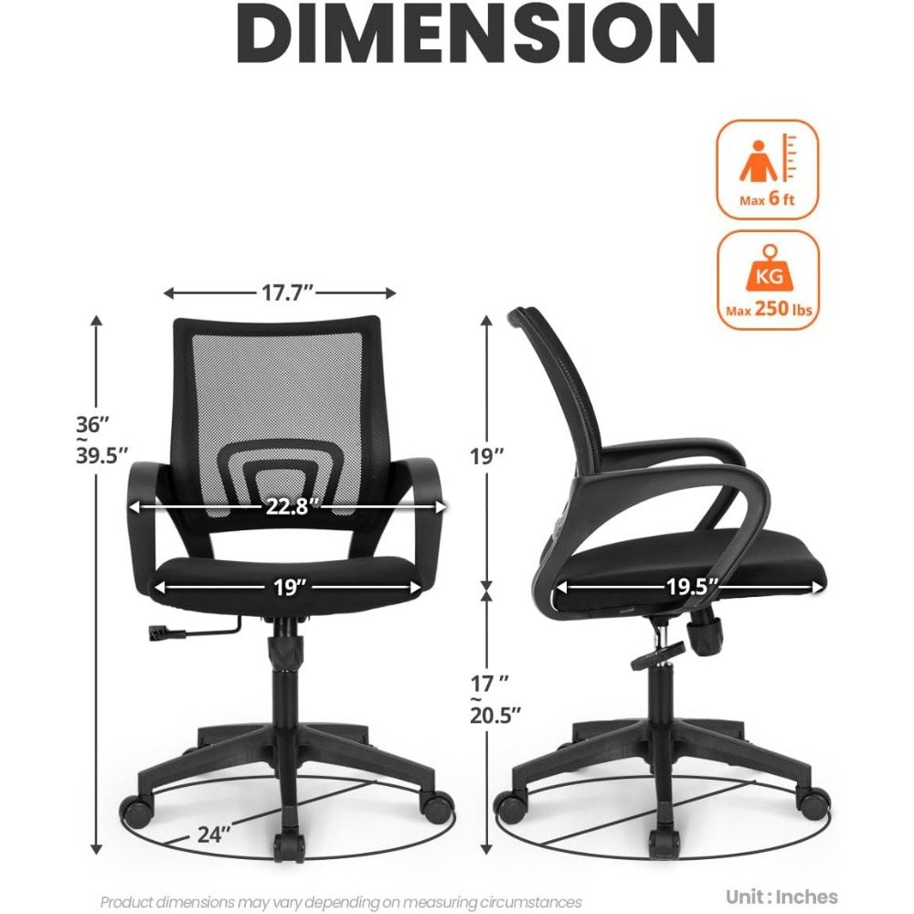 Black Mesh Gaming Office Chair - Task Chair Mid Back recension och pris