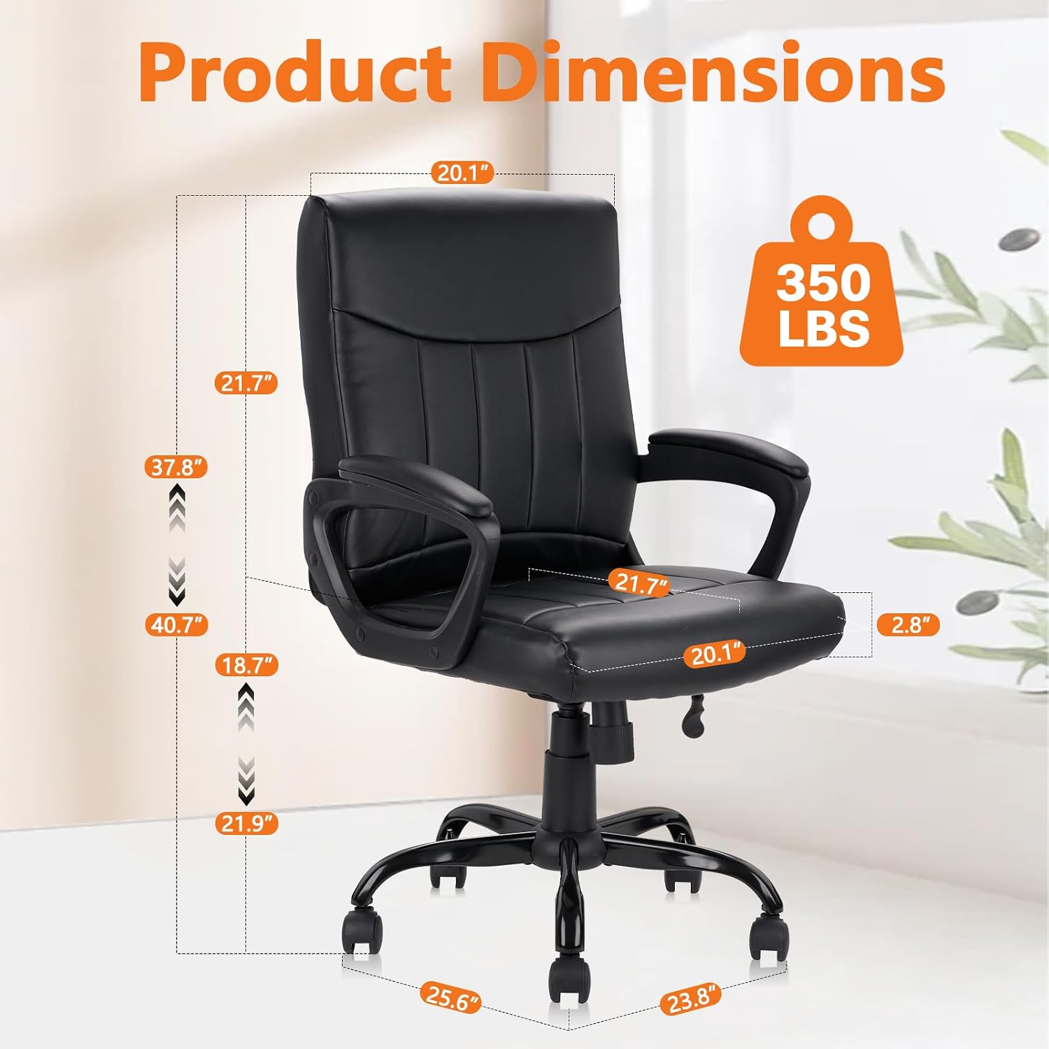 Leather Office Chair Ergonomic - Task Chair Mid Back recension och pris