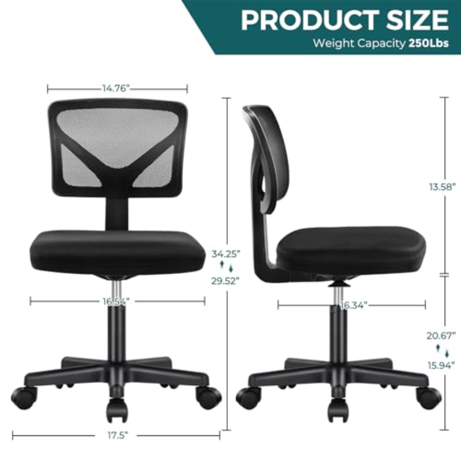 Small Office Chair Armless, Er - Task Chair Mid Back recension och pris