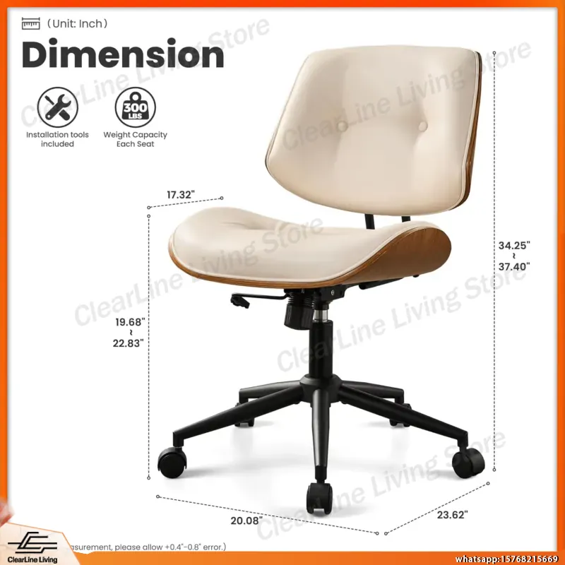 Modern PU Leather Office Chair - Task Chair Mid Back recension och pris